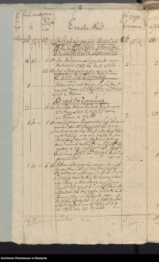image.from.unit.number "Jahr Kirchen Rechnung der Seehestenschen Kirchen aller Einnahme und Ausgabe wie auch Bau-Rechnung"