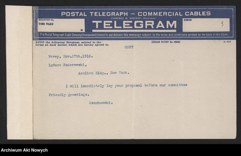 image.from.unit.number "Comité Général de Secours pour les Vctimes de la Guerre en Pologne. Apele oraz korespondencja I. J. Paderewskiego"
