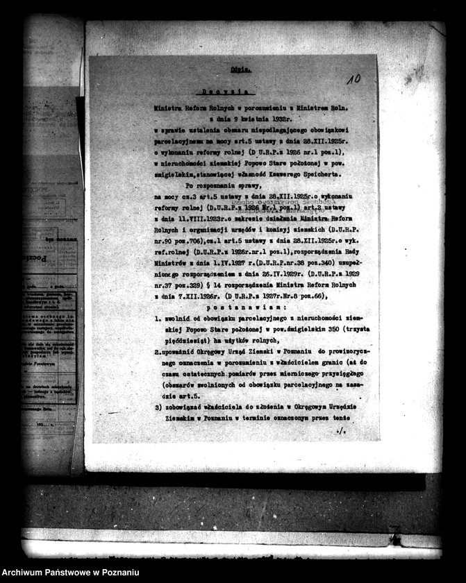 Obraz 14 z jednostki "Majątek Koronowo powiatu leszczyńskiego wyłączenie z art. 4/5 ustawy o reformie rolnej Franciszek Speichert"