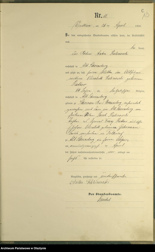 image.from.unit.number "Sterbe-Haupt-Register Nr 1 - 40"