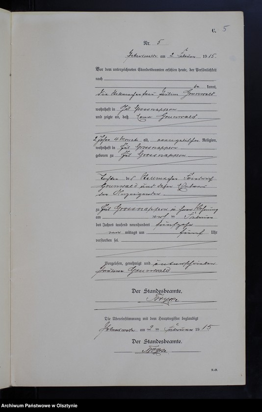 Obraz 7 z jednostki "Sterbe-Haupt-Register Nr 1 - 40"