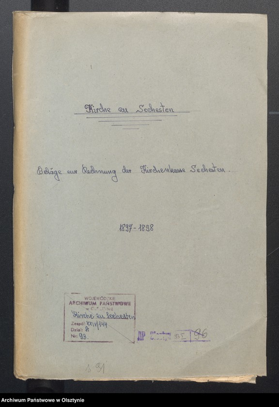 image.from.unit.number "Beläge zur Rechnung der Kirchenkasse Seehesten"