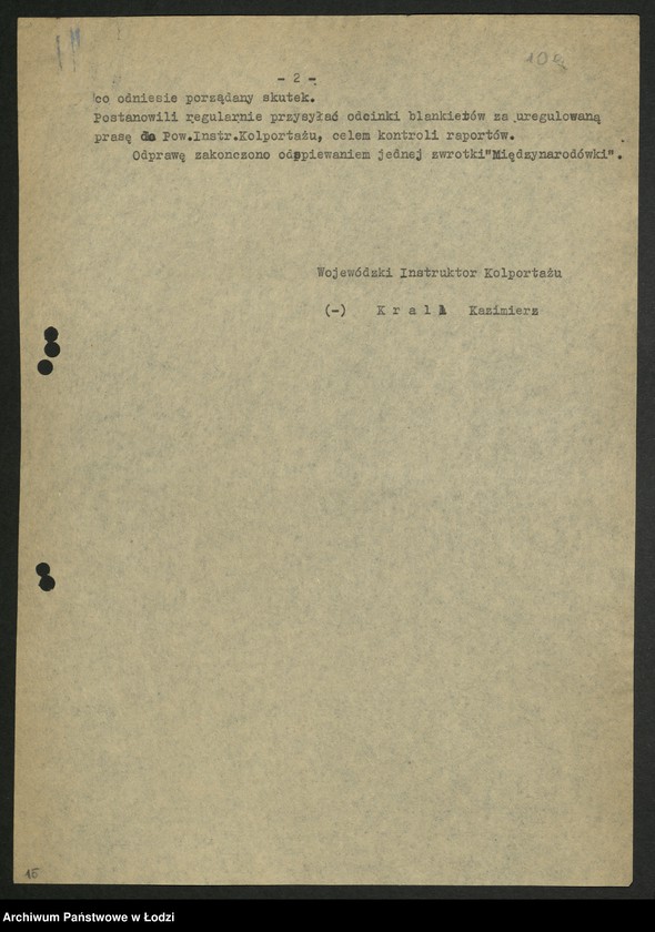 Obraz 12 z jednostki "Kolportaż - sprawozdania instruktora [wojewódzkiego] z wyjazdów w teren"