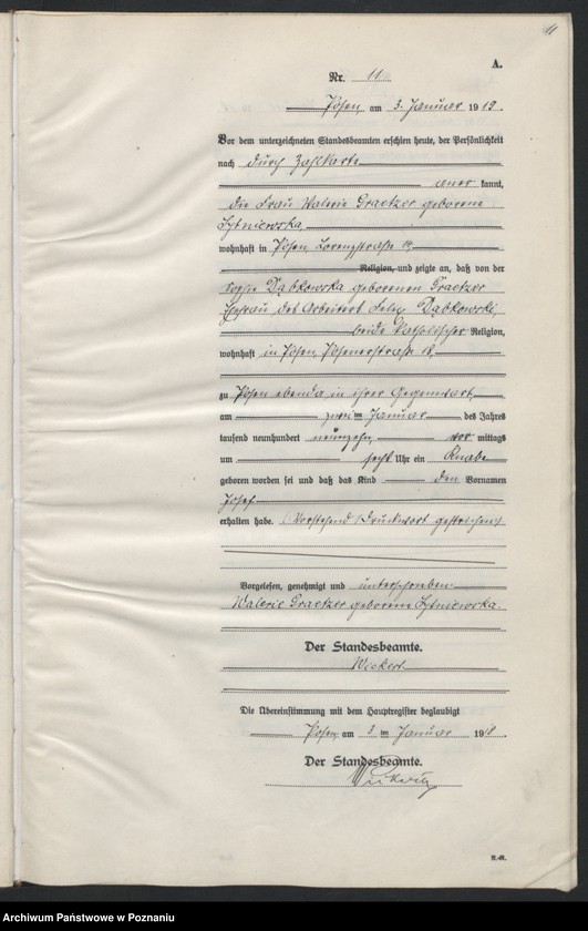 Obraz 13 z jednostki "Księga urodzeń odpis tom I [Rejestr poboczny urodzeń]"