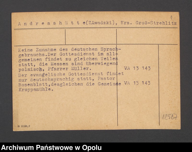 Obraz 3 z jednostki "Andreashütte (Zawadzki), Krs. Groß-Strehlitz"