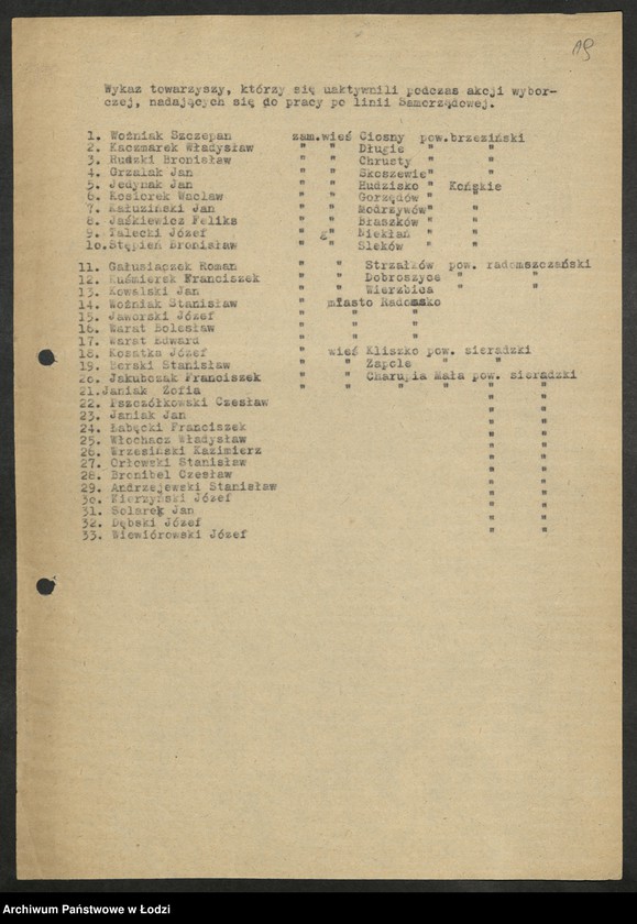 Obraz 20 z jednostki "Wybory do Sejmu-plany pracy Wojewódzkiej Trójki Wyborczej, wykazy [okręgów i] instruktorów pełniących funkcje pełnomocników na czas wyborów [lista zatwierdzonych członków] Okręgowych Komisji Wyborczych"