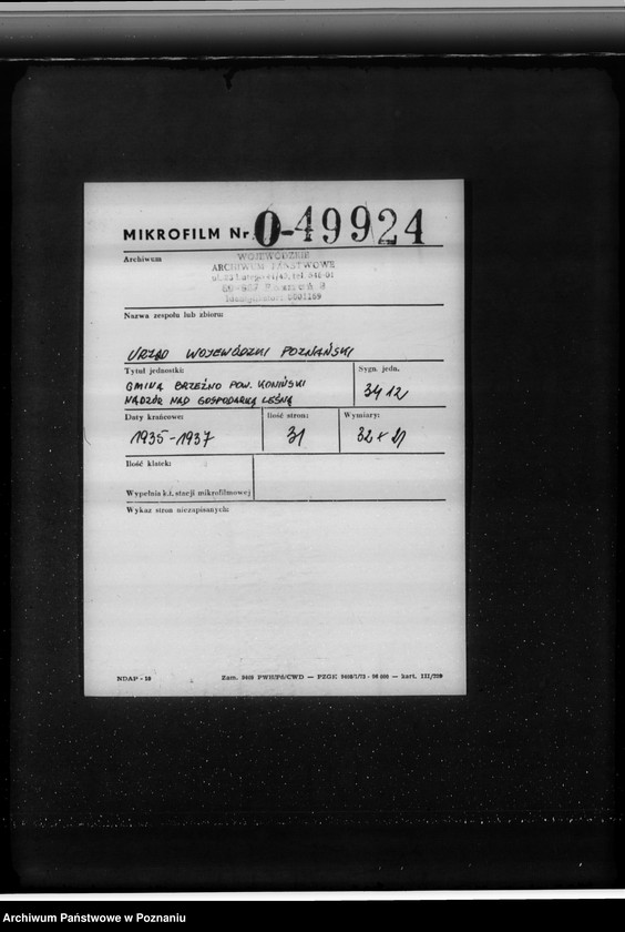 Obraz 2 z jednostki "Gmina Brzeźno powiat koniński /nadzór nad gospodarką leśną/"