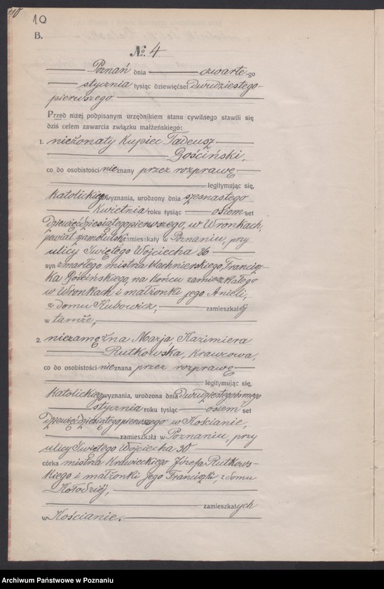 Obraz 12 z jednostki "Księga miejscowa małżeństw tom I [Rejestr główny małżeństw]"