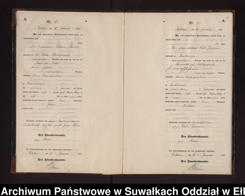 image.from.unit.number "Geburts-Neben-Register des Preussischen Standes-Amtes Stasswinnen Kreis Loetzen"