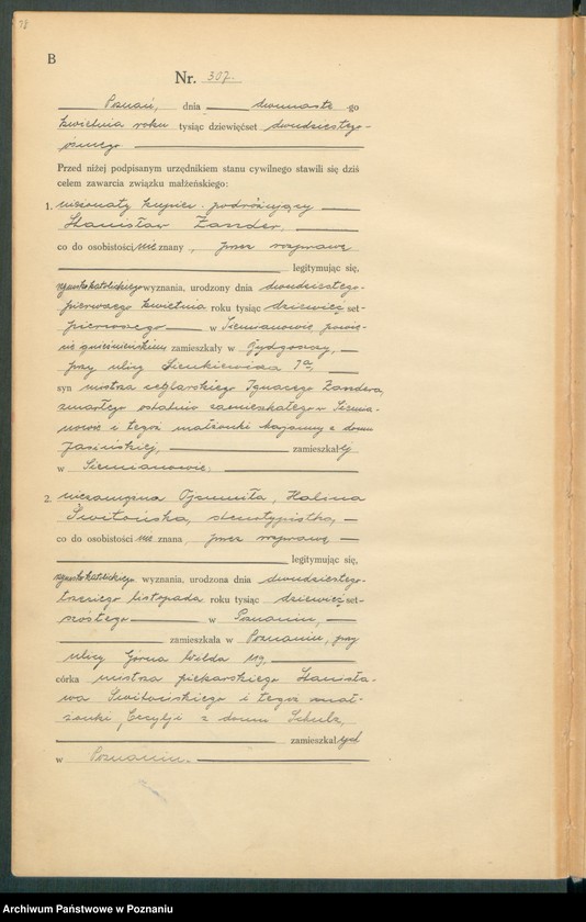 Obraz 20 z jednostki "Księga miejscowa małżeństw tom II [Rejestr główny małżeństw]"