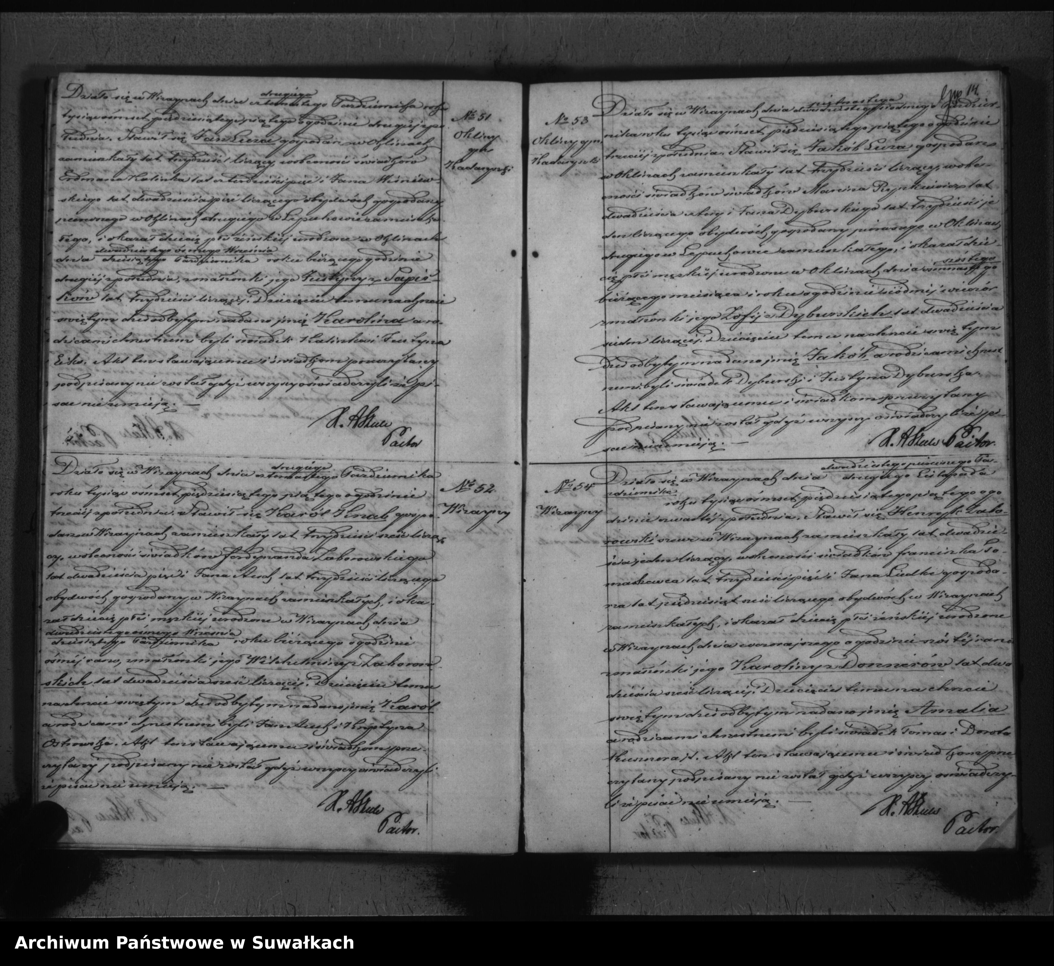 Skan z jednostki: Duplikat do zapisywania aktów urodzeń, zeyścia i ślubów w Parafii zwanej Wiżayny na rok 1855