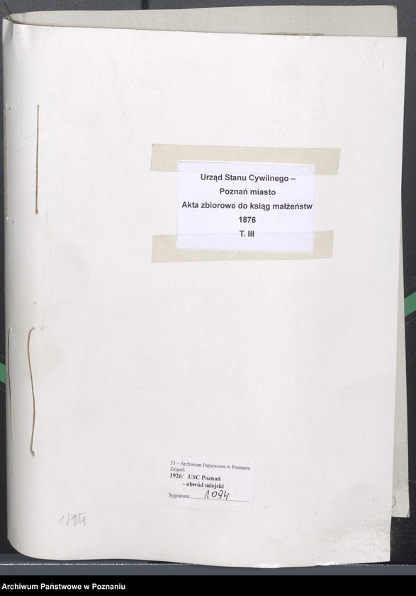 Obraz 2 z jednostki "Die von den Verlobten beigebrachten Urkunden zur Eheschliessung pro 1876"