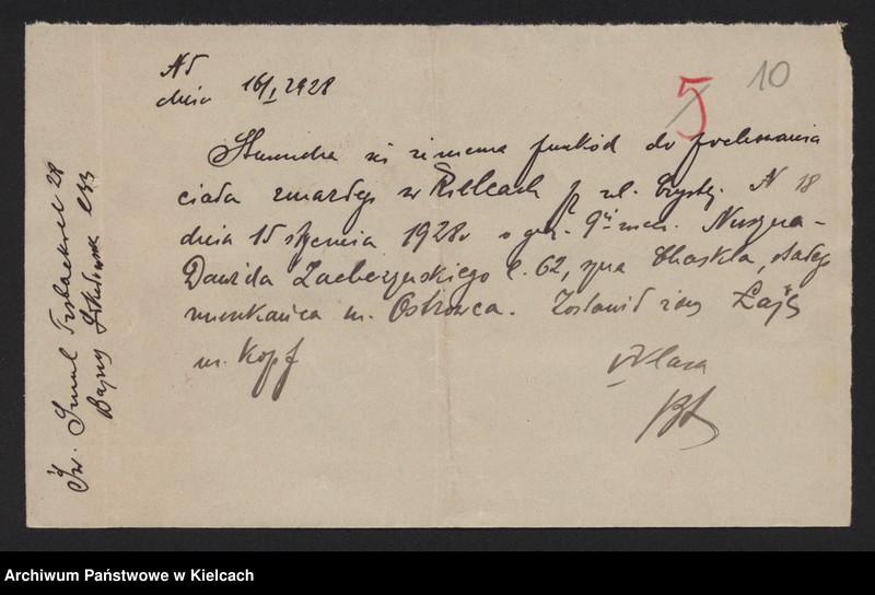 image.from.unit.number "Załączniki do akt zgonu Okręgu Bożniczego Kielce za rok 1928"