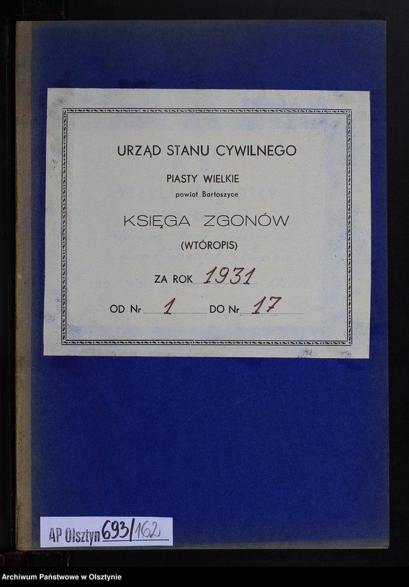 image.from.unit.number "Sterbe-Neben-Register Nr 1 - 17 [ Księga zgonów - wtóropis ]"