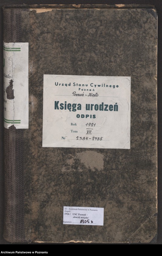 Obraz 2 z jednostki "Księga urodzeń odpis tom VII [Rejestr poboczny urodzeń]"