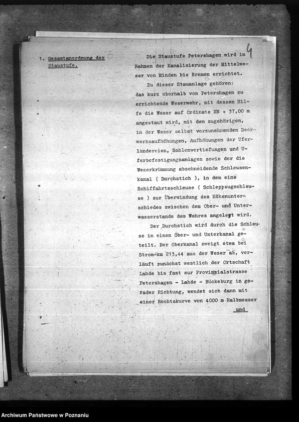 Obraz 8 z jednostki "Wasserstrassendirektion Hannover. Neubauamt für die Kanalisierung der Mitteweser Minden i. W. Staustufe Petershagen. Ausbauverfahren"