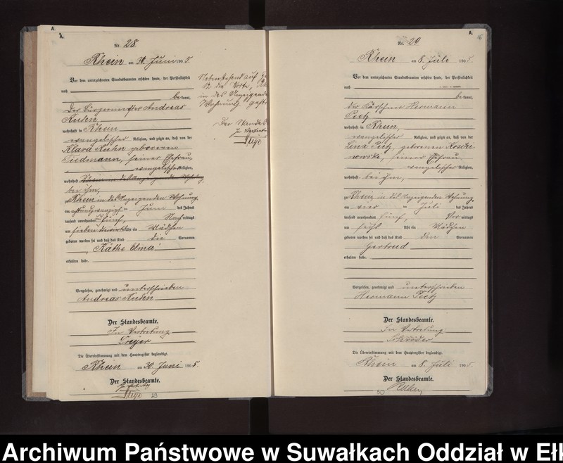 image.from.unit.number "Geburts-Neben-Register des Preussischen Standes-Amtes Rhein Kreis Lötzen"