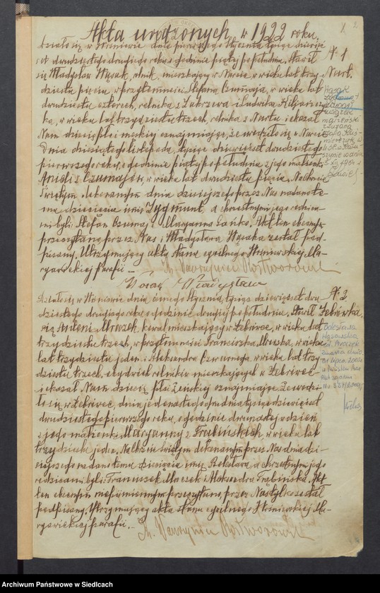 image.from.unit.number "Duplikat aktów stanu cywilnego [urodzonych, zaślubionych i zmarłych] Wiśniewskiej Maryawickiej parafii"