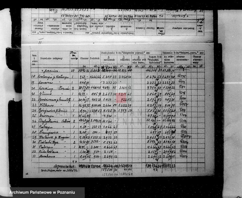 Obraz 6 z jednostki "Obciążenia rachunku nabywców parcel za szacunki /osady markowe/"