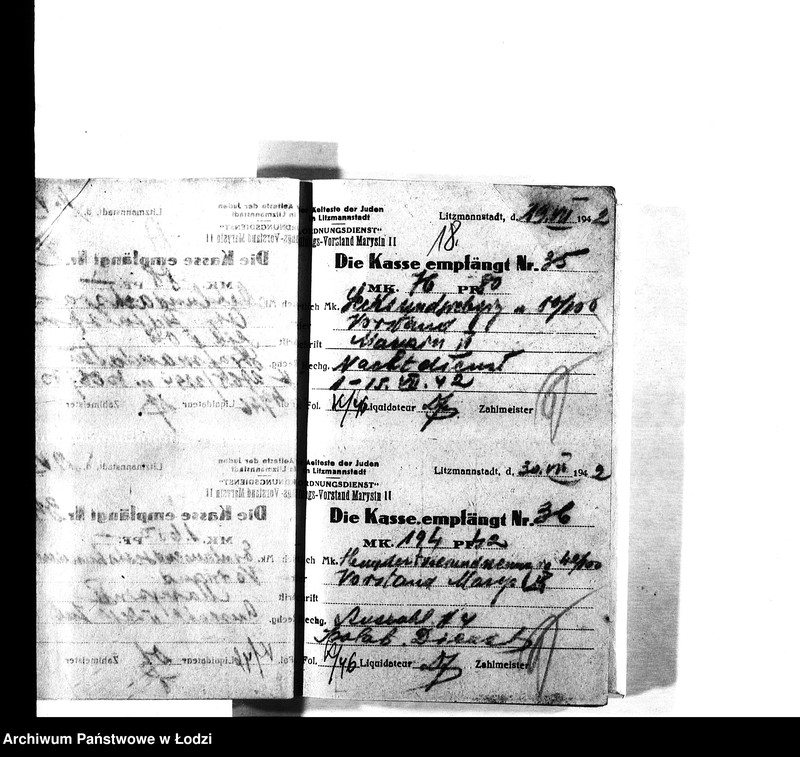 Obraz 20 z jednostki "[Pokwitowania otrzymanych pieniędzy, listy wypłat i inne]"