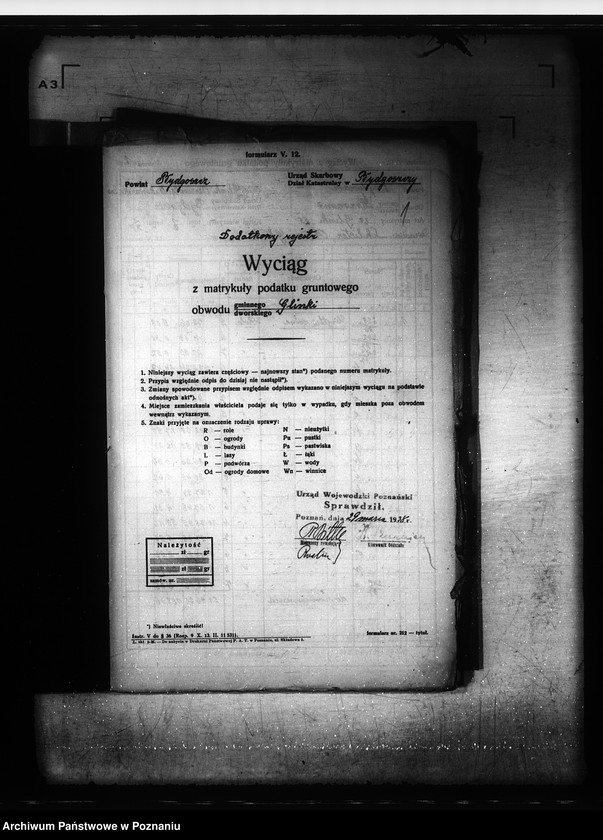 image.from.unit.number "Rejestr wyłączeń z artykułu 4 ustawy o wykonaniu reformy rolnej folwarku Glinki powiatu bydgoskiego"