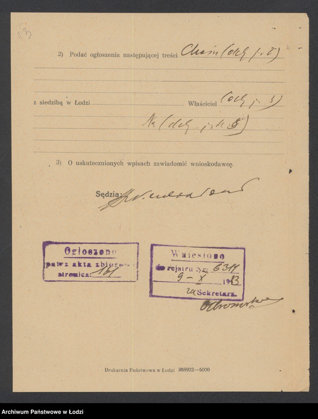 Obraz 15 z jednostki "Chaim M.Szer- sprzedaż bawełnianych odpadków"