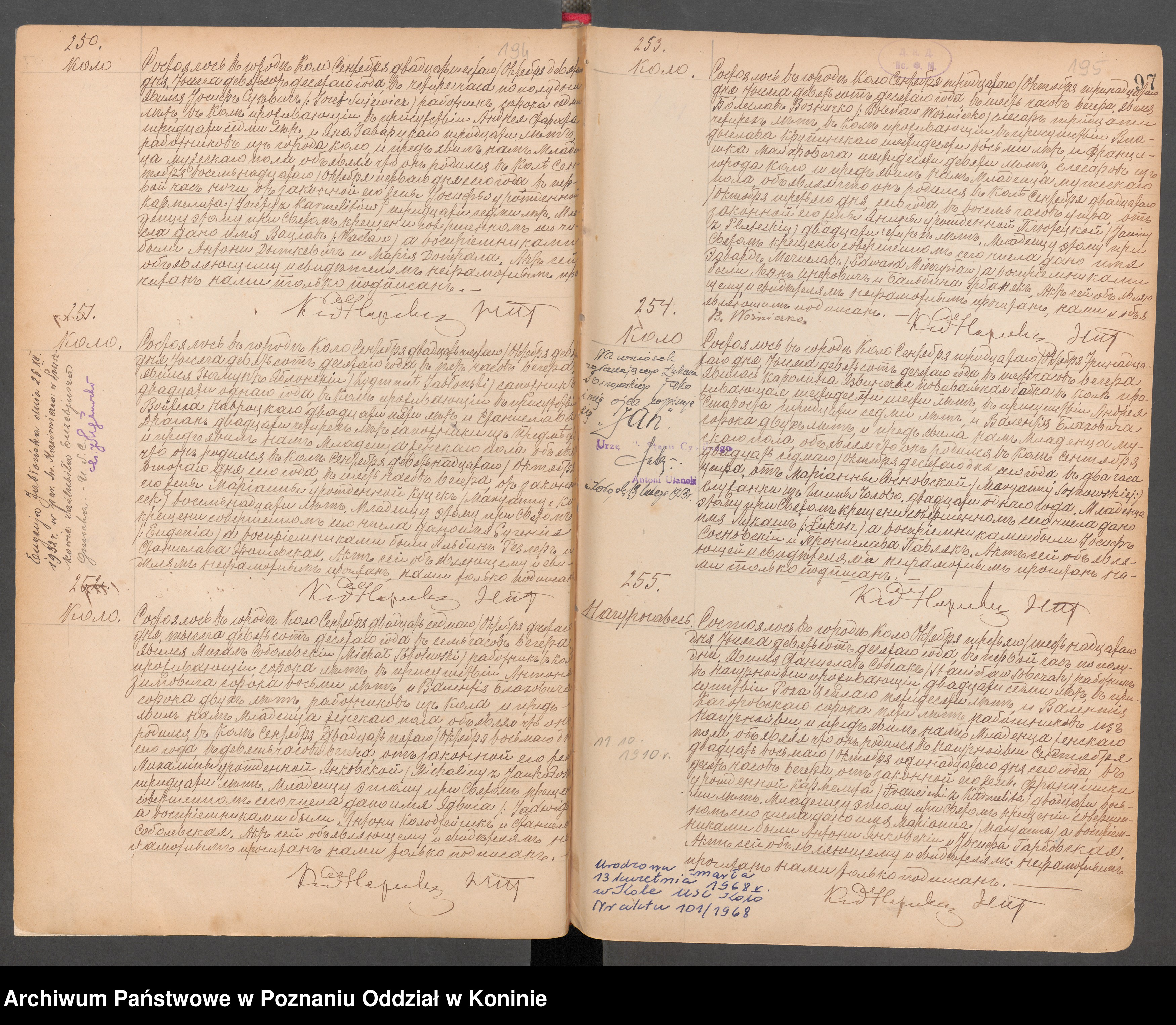 Skan z jednostki: Księga akt urodzeń [...] z lat 1909-1914 [unikat]