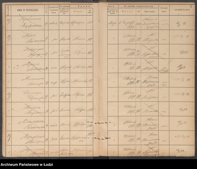 Obraz 9 z jednostki "[Księga ludności niestałej m. Łodzi lit. Ch]"