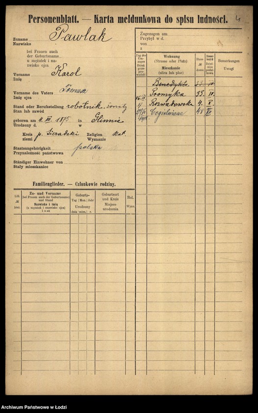 Obraz 6 z jednostki "[Spis ludności Łodzi] Pawlak"