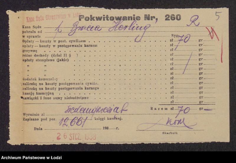 Obraz 7 z jednostki "Mendel Herling, Wolf Lejb Herling- sprzedaż skór"