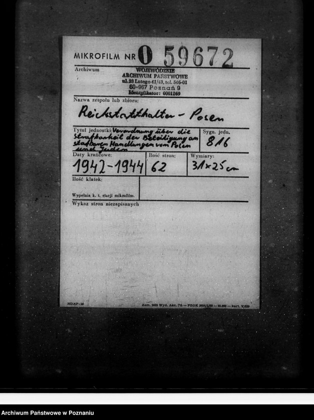 Obraz 2 z jednostki "Verordnung über die Strafbarkeit der Beteiligung an strafbaren Handlungen von Polen und Juden"