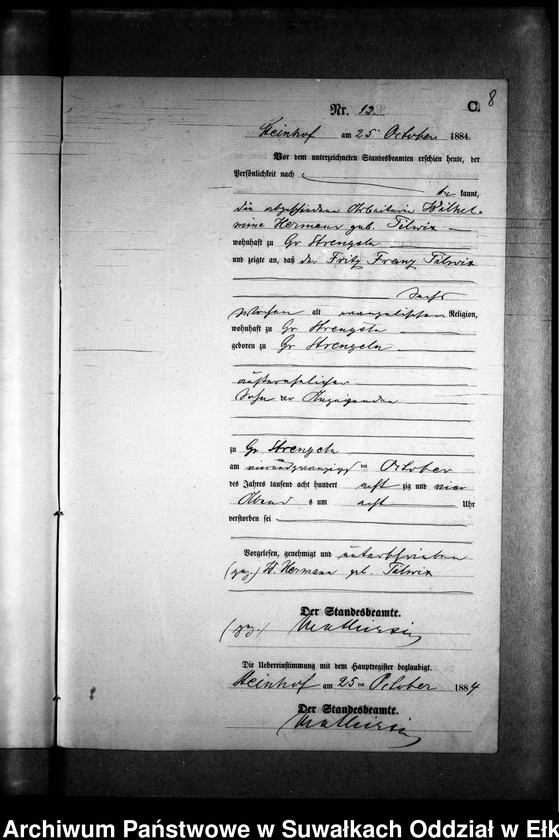 image.from.unit.number "Sterbe-Neben-Register des Preussischen Standes-Amtes Gr. Strengeln Kreis Angerburg"