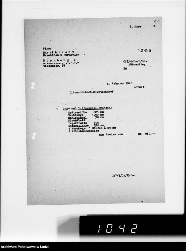 Obraz 14 z jednostki "Werkzeugmaschinen.[Korespondencja w sprawie zakupu]"