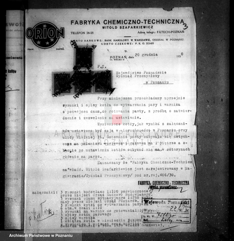image.from.unit.number "Fabryka Chemiczno-Techniczna W. Szafarkiewicza w Poznaniu  nr woj. 6512"