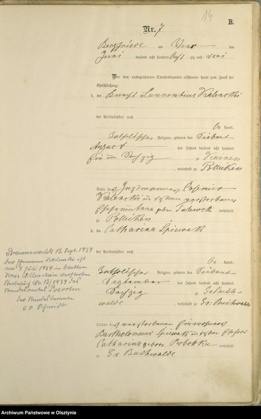 image.from.unit.number "Heiraths-Haupt-Register Nr 1 - 21"