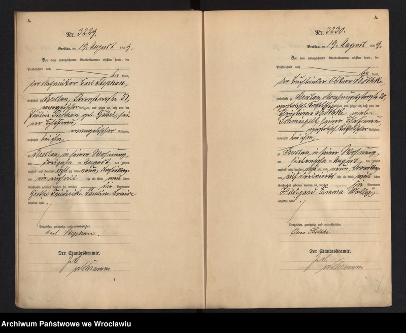 image.from.unit.number "Geburts-Haupt-Register Breslau I 1889 Band 9"