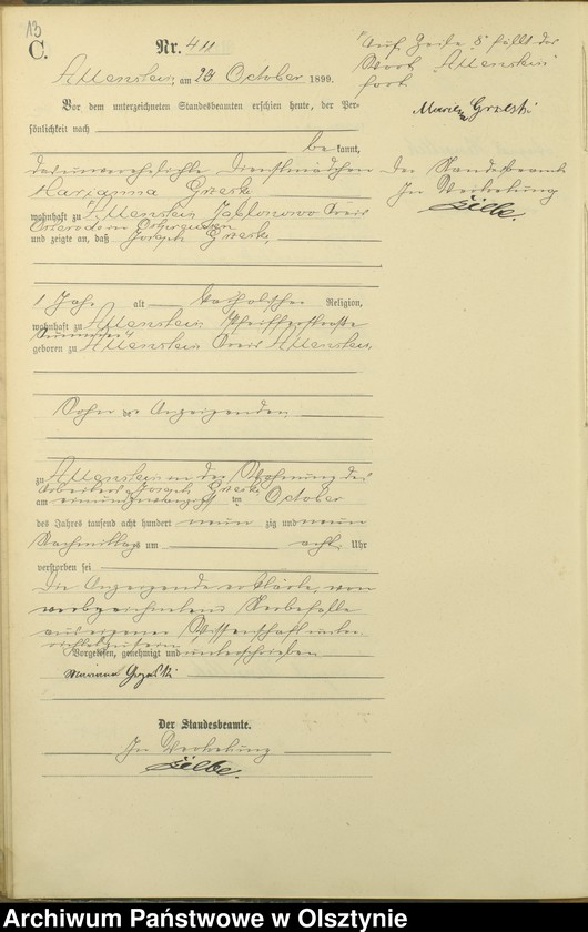 image.from.unit.number "Sterbe-Haupt-Register Tom II,Nr 400 - 529"