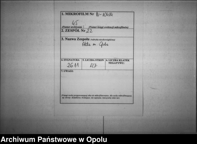 image.from.unit.number "Acta des Magistrats zu Oppeln betreffend die Ueberlassung des ehemaligen Minoritten Gebäudes, an die hiesige evangelische Gemeine zu Kirch- und Schul-Zwecken"