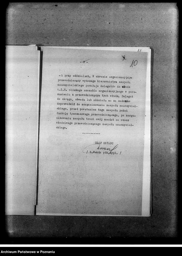 Obraz 13 z jednostki "Pisma okólne, instrukcje oraz korespondencja dotycząca organizacji i zadań zespołów nauczycielskich Obozu Zjednoczenia Narodowego. Listy obecnych na odprawach delegatów w/w sprawie"