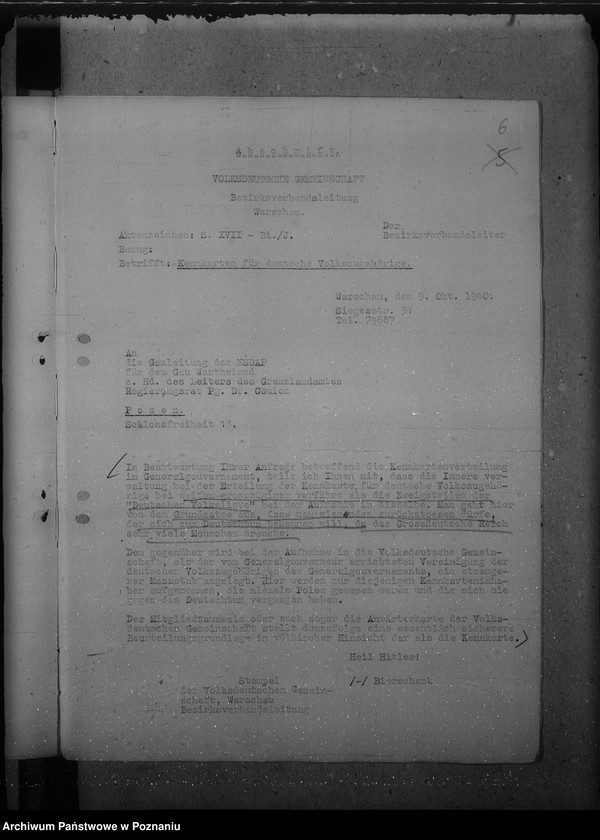 Obraz 10 z jednostki "Anerkennung der im Generalgouvernement ausgestellten Kennkarten"