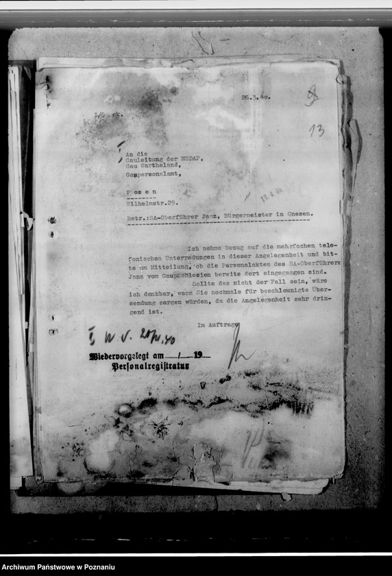 Obraz 18 z jednostki "Janz, Kurt - Bürgermeister in Gnesen"