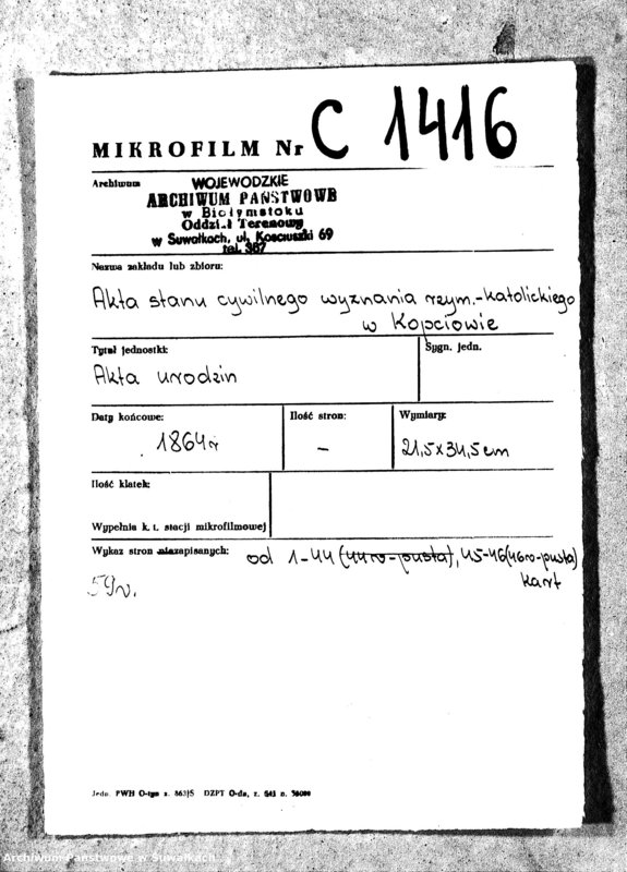 image.from.unit.number "Lit. A. D. Ł. Par. Kopciowo 1864 r."