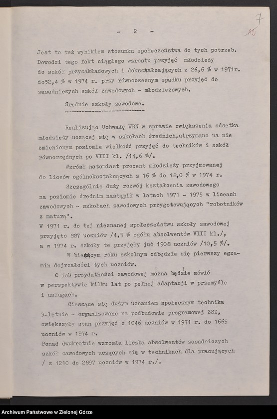 image.from.unit.number "Protokóły z posiedzeń Komisji Wychowania, Oświaty i Kultury Wojewódzkiej Rady Narodowej w Zielonej Górze; Nr 7 - 13"
