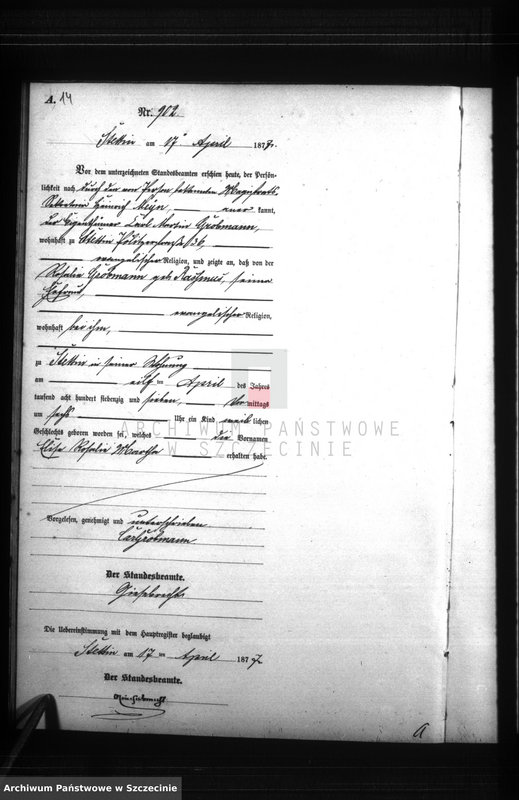 Obraz 17 z jednostki "Geburts-Register (Neben-Register) Band III"
