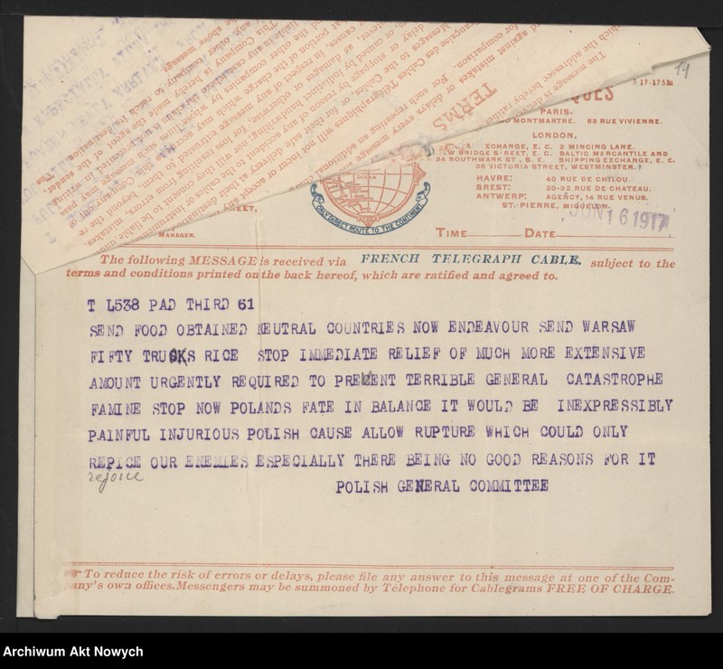 image.from.unit.number "Comité Général de Secours pour les Vctimes de la Guerre en Pologne. Apele oraz korespondencja I. J. Paderewskiego"