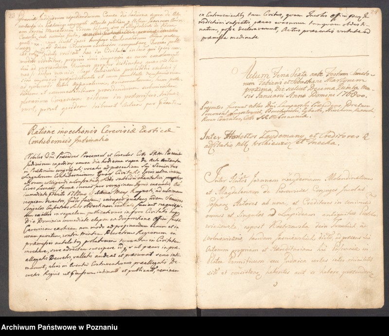 Obraz 15 z jednostki "Prothocollum nobilis officii consularis civitatis SR.Mtis Posnaniae sub notariatu nobilis Francisci Xaveri Prolewicz, SR.Mtis consiliarii, apostolici et officii praesentis notarii in anno domini 1768."