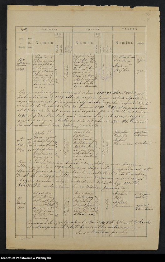 image.from.unit.number "Extractus metricalis e libris natorum et baptisatorum bannorum copulatorum a mortiorum - parochiae Kosienicensis decanatus Pruchnicensis A. 1890"