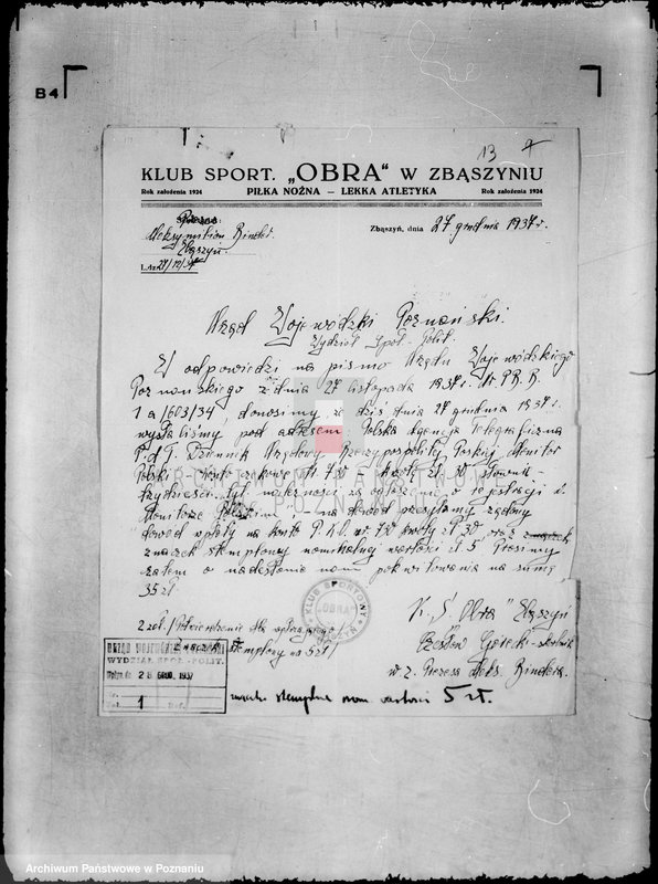 Obraz 17 z jednostki "/Klub Sportowy,,Obra" w Zbąszyniu/"