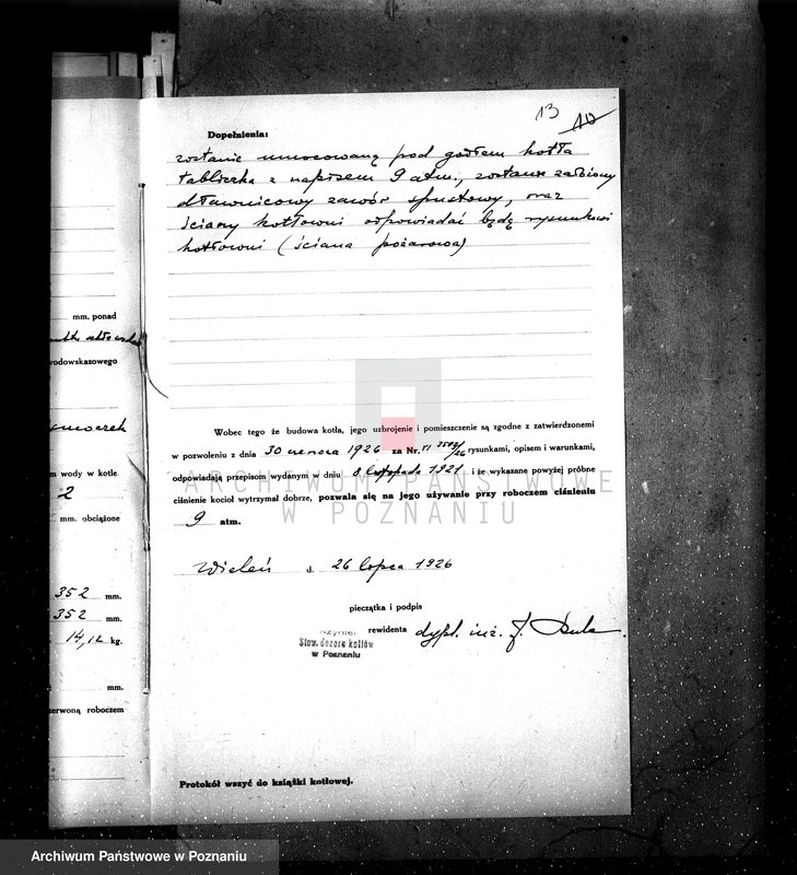 Obraz 17 z jednostki "Tartak E. Witta w Wieleniu pow. czarnkowski kocioł nr woj. 633"