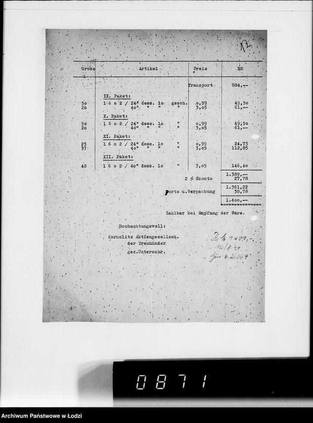 Obraz 16 z jednostki "Kriegsauftrag SS 5124-119-7-304843 13.510 Schutzmäntel f. Kraftfahrer K-Z 6"